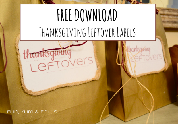 {Fun, Yum & Frills} Adorable rustic and fun Thanksgiving leftover take home bags includes FREE PRINTABLES! funyumandfrills.com