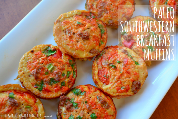 {Fun, Yum & Frills} Delicious, easy and super healthy Southwestern Breakfast Muffins that are perfect for breakfast, lunch or snack! Paleo & Whole30 approved! funyumandfrills.com