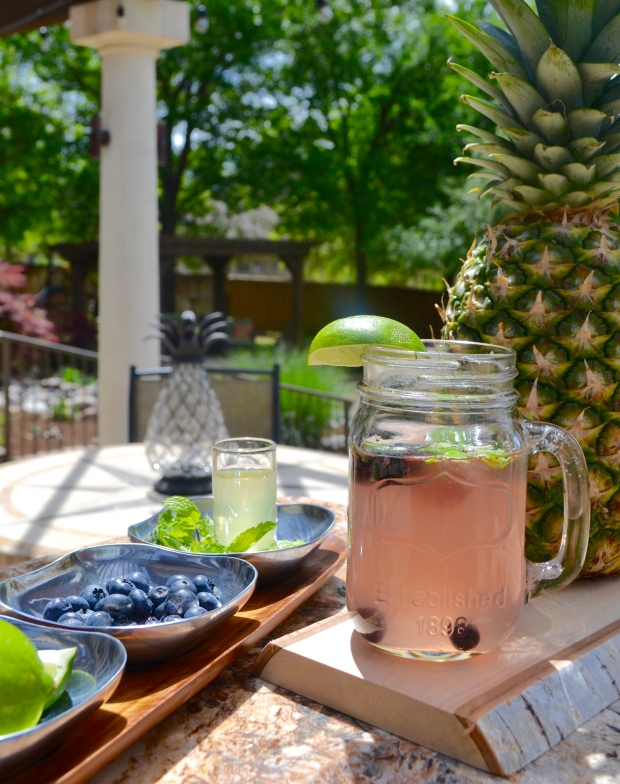 {Fun, Yum & Frills} Blueberry Pineapple Mule - a fruity take on the Moscow Mule packed with blueberries, pineapple and a hint of mint.